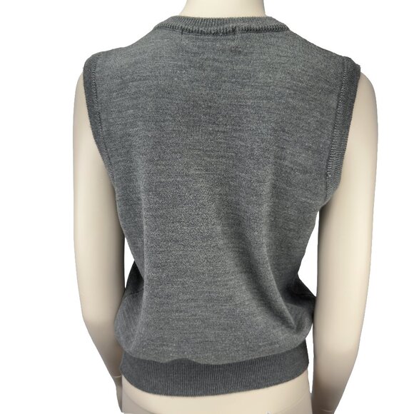 BURBERRYS Vintage 90's Scotland Prorsum Logo Wool V-Neck Gray Sweater Vest Sz 40 - Picture 2 of 6